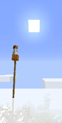 snow golem stranded on a pumpkin hundreds of blocks in the air